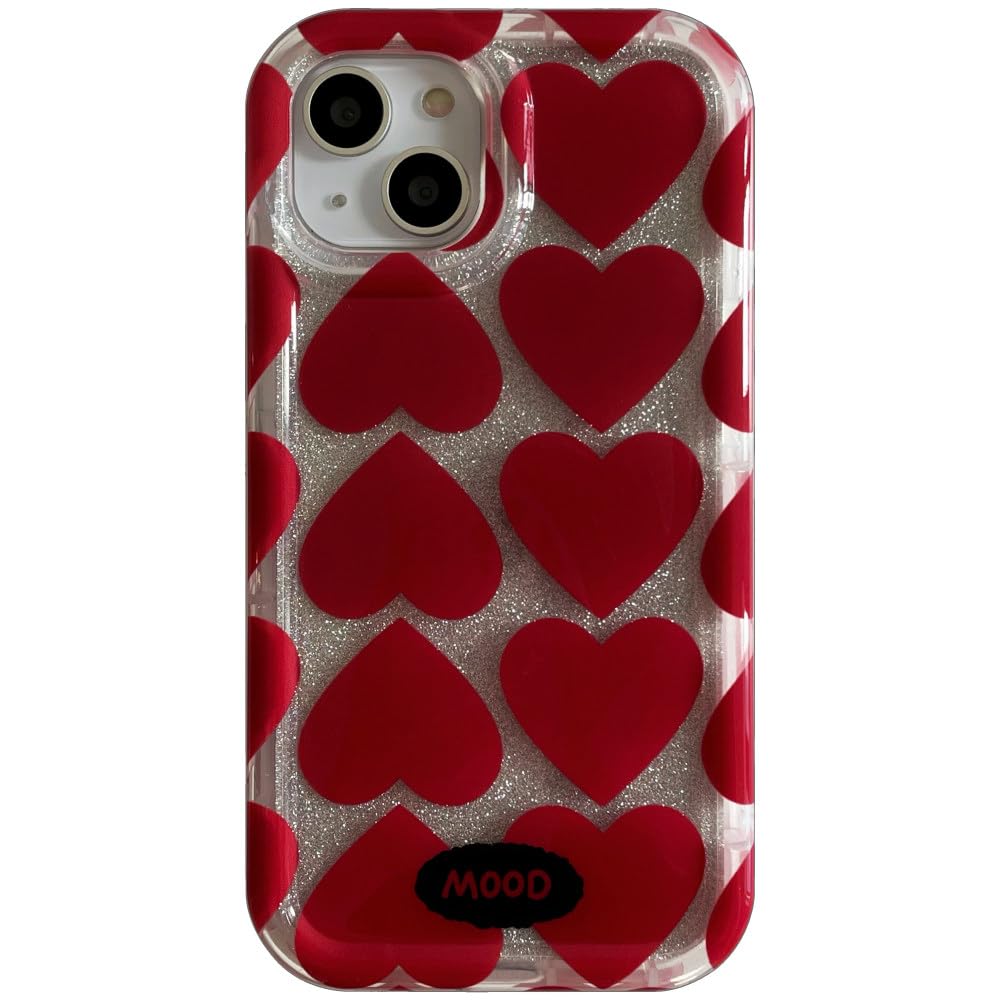 Amazon.co.jp: 韓国レッドハートキラキラケース iPhone 15 14 13 Pro